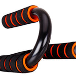 High-strength gym training parallettes with foam grip for push-up exercises, ideal for home and outdoor fitness.