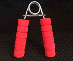 Hand strength training equipment in red color designed for hand rehabilitation and exercise.