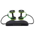 Revoflex Xtreme foldable sit-up equipment with dual wheels and resistance ropes for multifunctional muscle training.