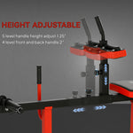 Adjustable calf raise machine showing height adjustable features with 5 level handle adjustment for versatile workouts.
