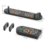 Foldable push up board with push up handles, measuring 82 cm by 20 cm, designed for effective strength training.