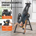 Inversion Table, 300lbs Capacity Heavy Duty Inversion Table, Decompression Back Stretcher Machine, Strength Training Equipment With Headrest, Ankle Lock, Adjustable Protective Belt, Orange/Black