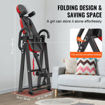 foldable inversion table for strength training with space-saving design and user-friendly folding features.