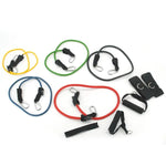 5 PC Set Resistance Band set showcasing various colors and attachments, perfect for workouts and fitness routines, exercise resistance bands set.