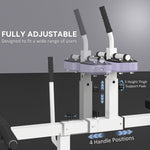 adjustable seated calf raise machine showing fully adjustable design with 5 height thigh support pads and 4 handle positions