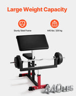 Preacher Curl Bench, Strength Training Biceps Machine, Max Load 440 LBS Home Gym Equipment, Seated Arm Isolated Barbell Dumbbell Bicep Station, Adjustable Weight Benches For Home Gym
